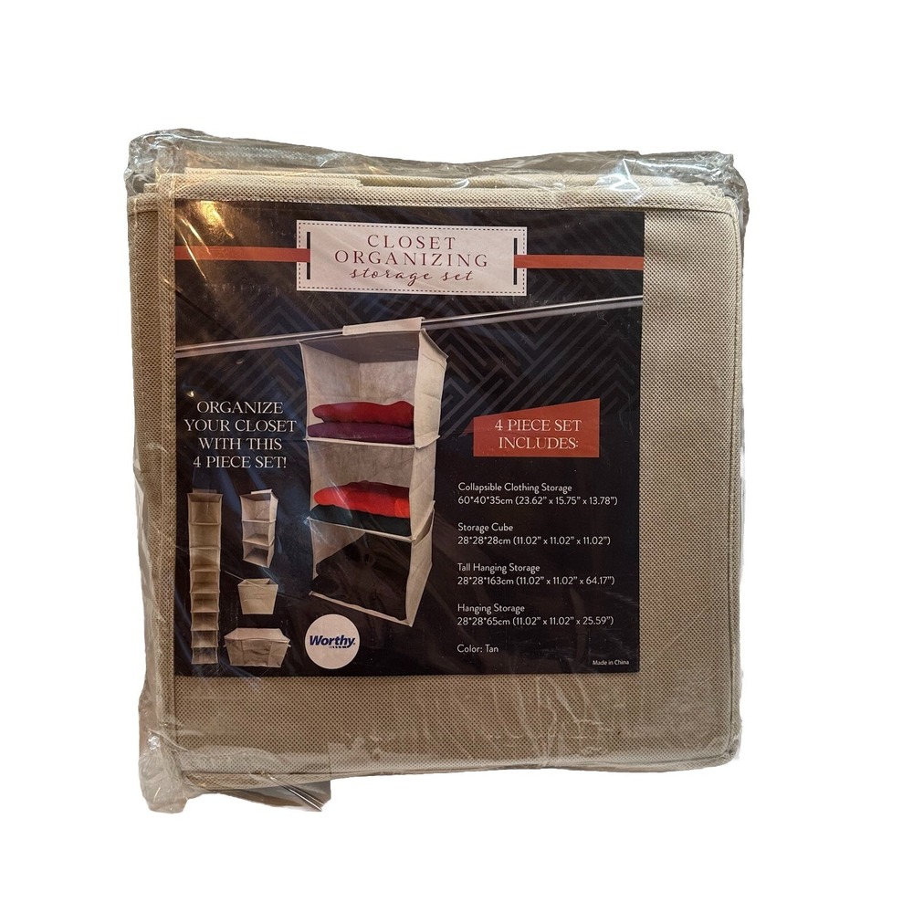 Closet Organizing Storage Set 4 Piece Set‎ Tan Worthy New